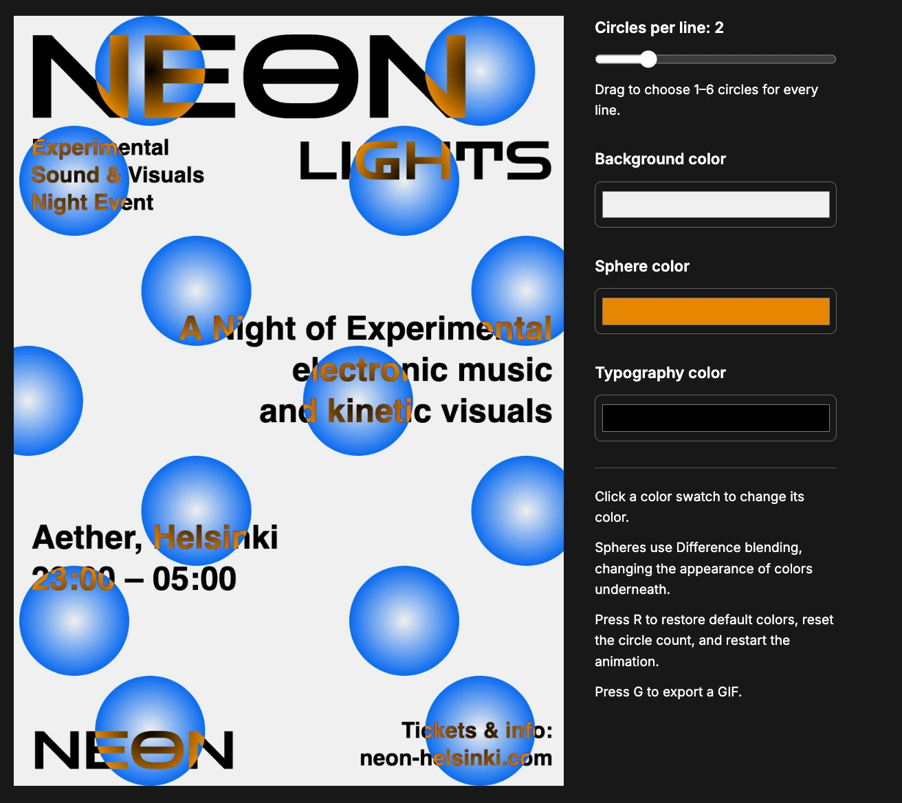 NEON Motion Poster — generator interface 15