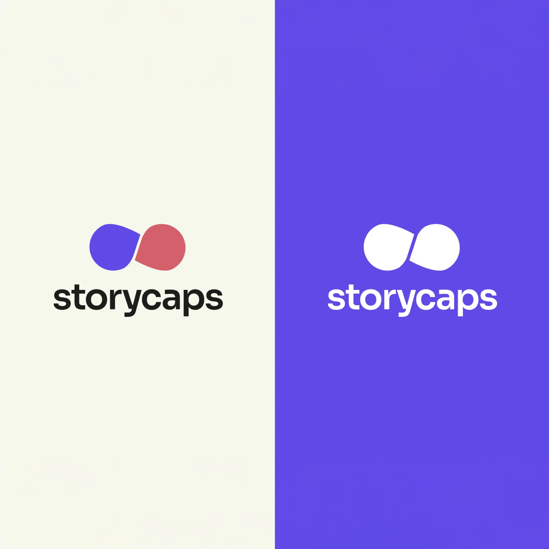 Storycaps logo in dark and light colour variations