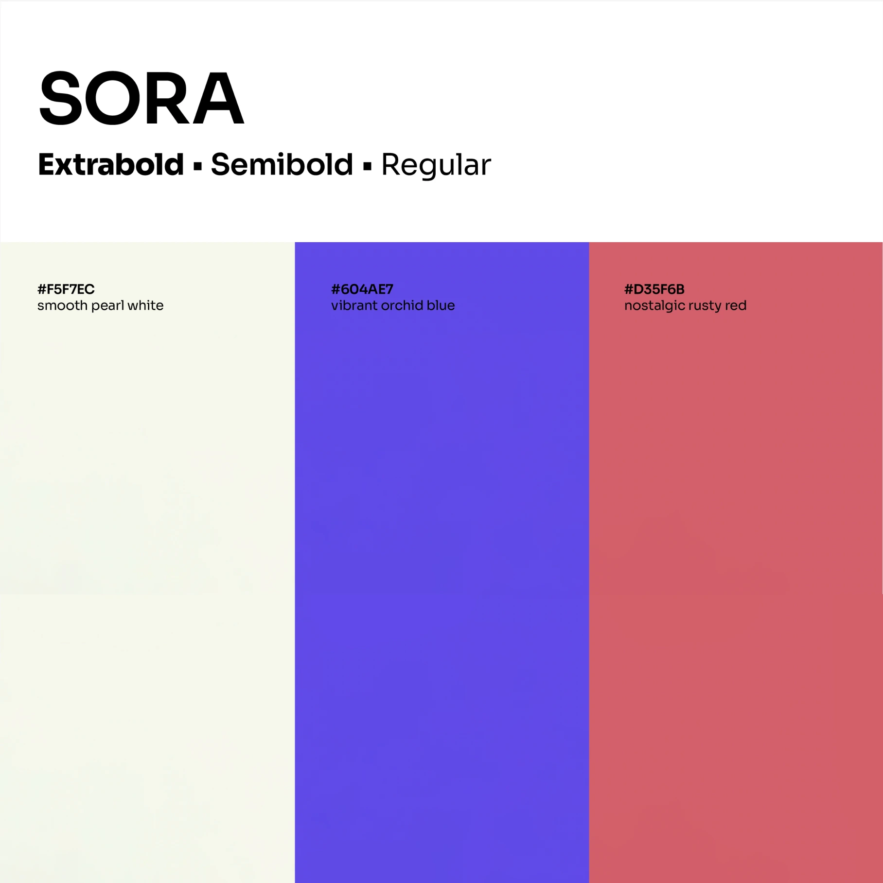 Storycaps Sora typography and three-colour palette